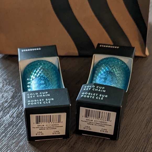 Starbucks NIB Blue Ombré Iridescent Studded Keychain Bundle of 2 - Picture 7 of 7